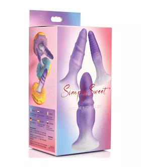 Curve Toys Simply Sweet Silicone Butt Plug Set - Purple