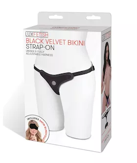 Lux Fetish Velvet Bikini Strap On - Black