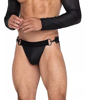 Master Jockstrap W/hook & Ring Closure & Contoured Pouch Black Xl