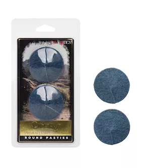 Ride 'em Premium Denim Collection Round Pasties - O/s