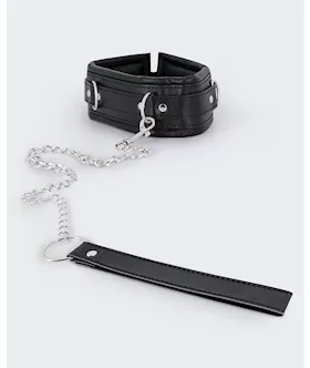 Lust Pu Leather Collar & Leash - Black