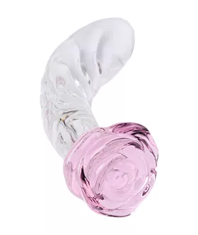 Lucent Rose Ripple Glass Dildo