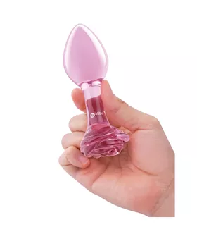 B Vibe Pink Roses Glass Butt Plug Training Set