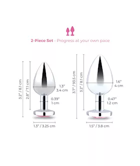 B Vibe Jewel Heart Metal Butt Plug Training Set