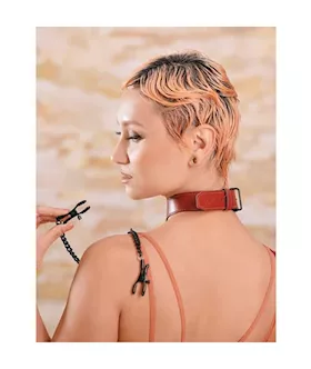 Saffron Collar With Nipple Clamps