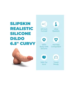 Slipskin Realistic Curved Silicone Dildo 6.5 Inch