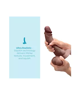 Slipskin Realistic Curved Silicone Dildo 8 Inch