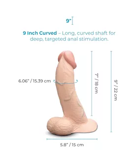 Slipskin Realistic Curved Silicone Dildo 9 Inch