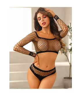 Fishnet Top And Panty Set