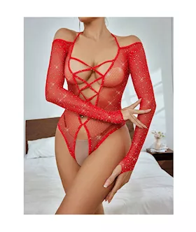 Diamond Crotchless Rhinestone Bodystocking