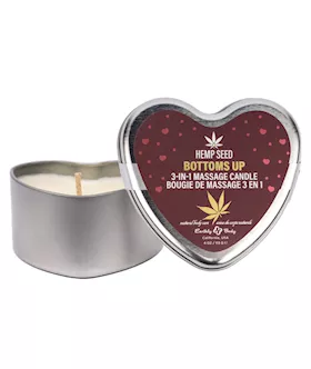 Hemp Seed 3 in 1 Massage Heart Candle Bottoms Up Wild Blueberries Dewy Meadowgrass Sweet Wildflowers