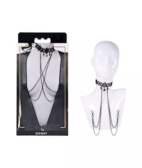 SM Lace Collar with Nipple Ties