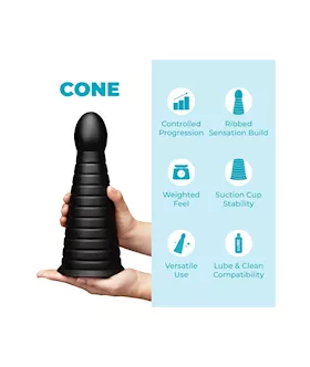 Cone Tapered And Ribbed Dildo 10 Inch