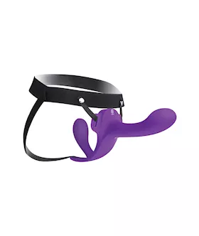 Lock In Vibrating Strap On  Harness Set