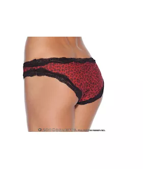 Red Leopard Skin Crotchless Knickers