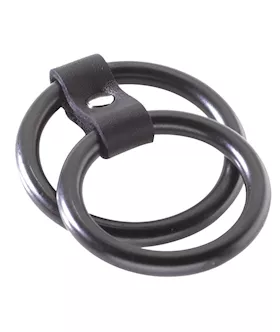 15 & 2 Dual Cock Ring Black Metal