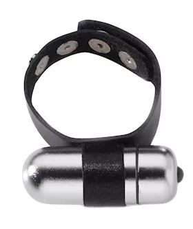 Large Vibrating Leather Snap Cock Ring