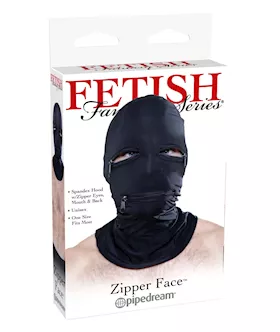 Fetish Fantasy Zipper Face Spandex Hood With Mouth And Eye Holes