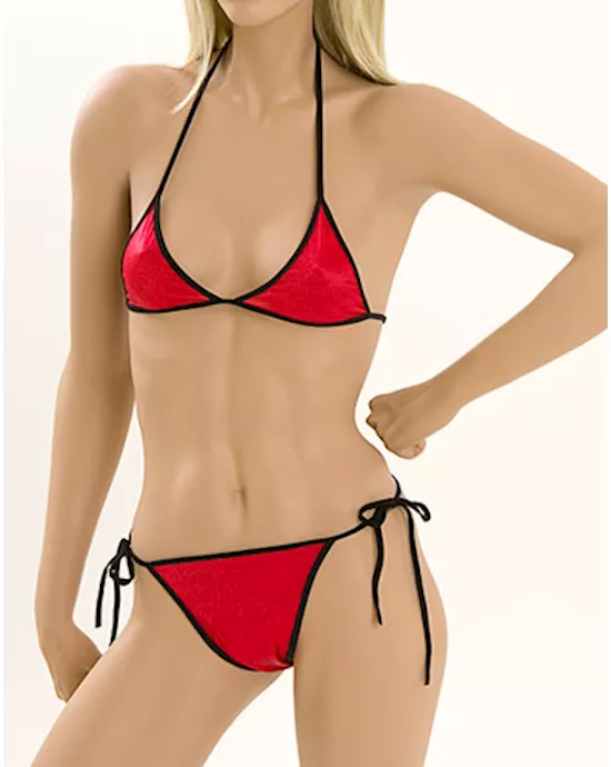 red and black bikini