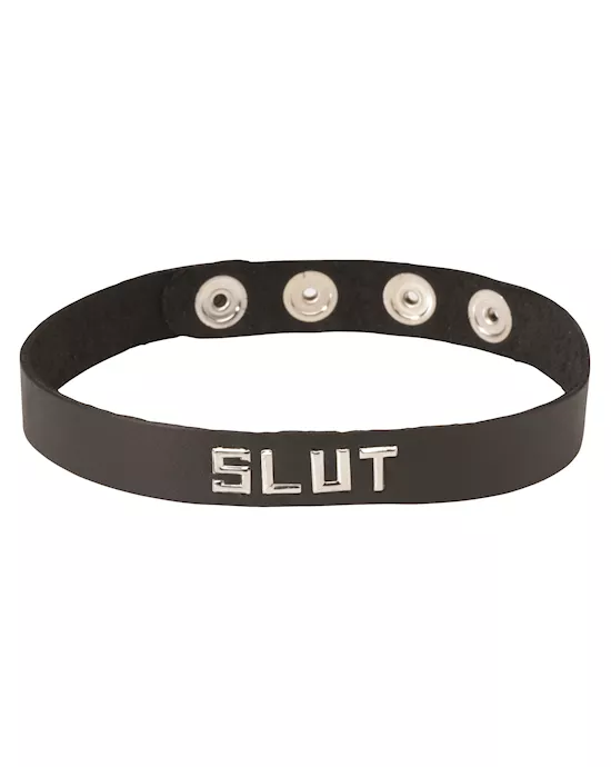 Leather Id Imprinted Collar Slut