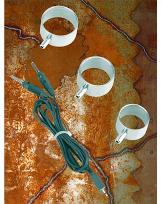 Three Unipolar Electro Aluminum Cock Rings and Lead