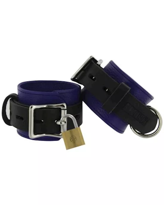 Strict Leather Blue and Black Deluxe Locking Cuffs