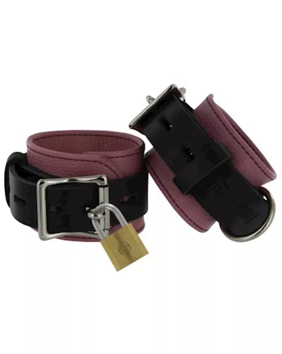 Strict Leather Pink And Black Deluxe Locking Cuffs