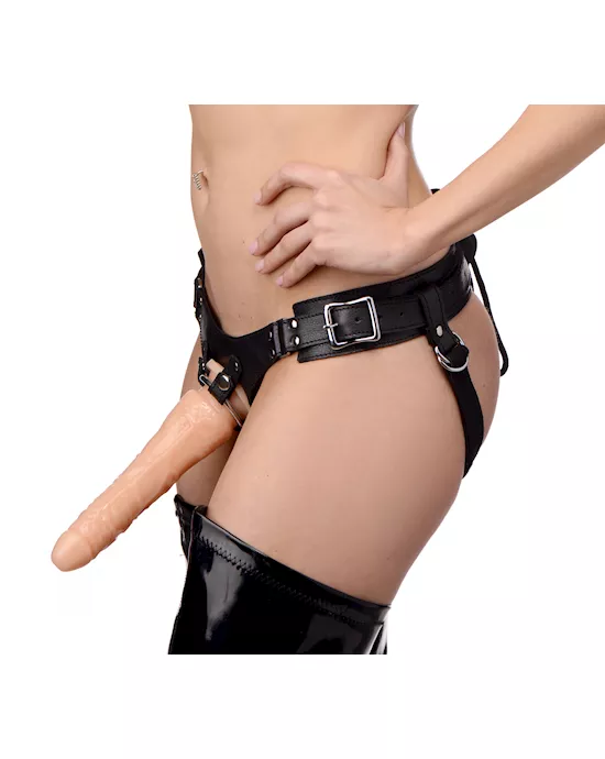 Leather Corset Back Strap On Dildo Harness