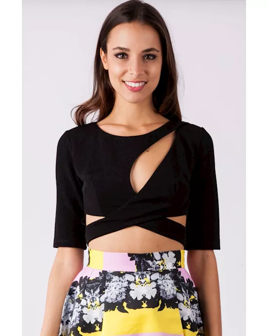 black cut out front cross top