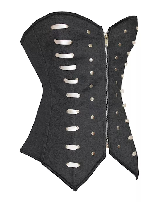 black military corset with ribbon detail
