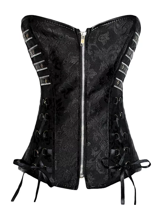 black steampunk zipper front corset