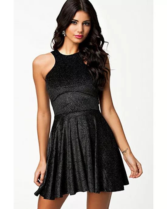 black velvet sparkle skater dress