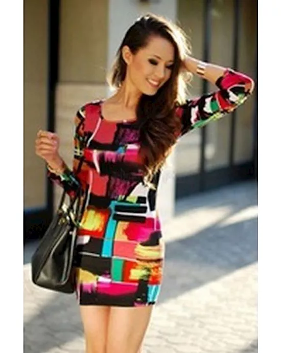 bright sexy tie dye mini dress