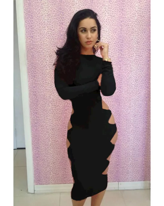 club party side cut-out midi coral dress