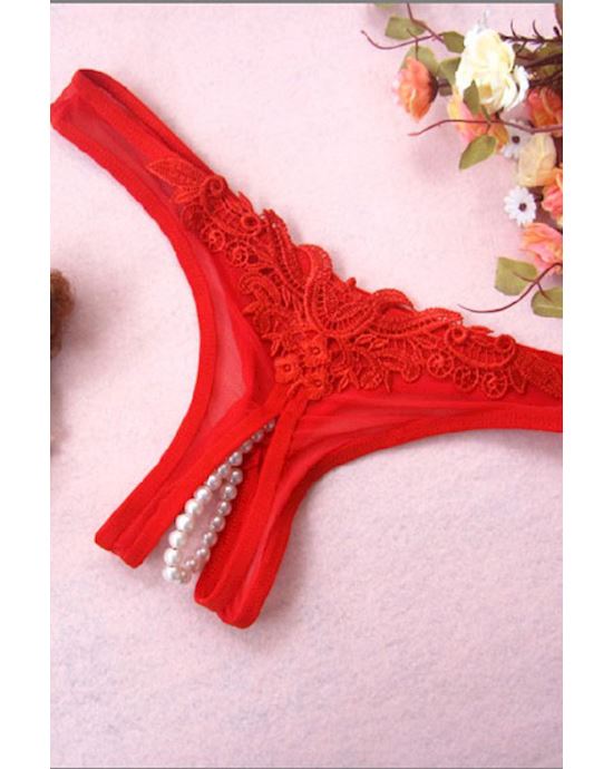 Crotchless Naughty Pearl G String Small