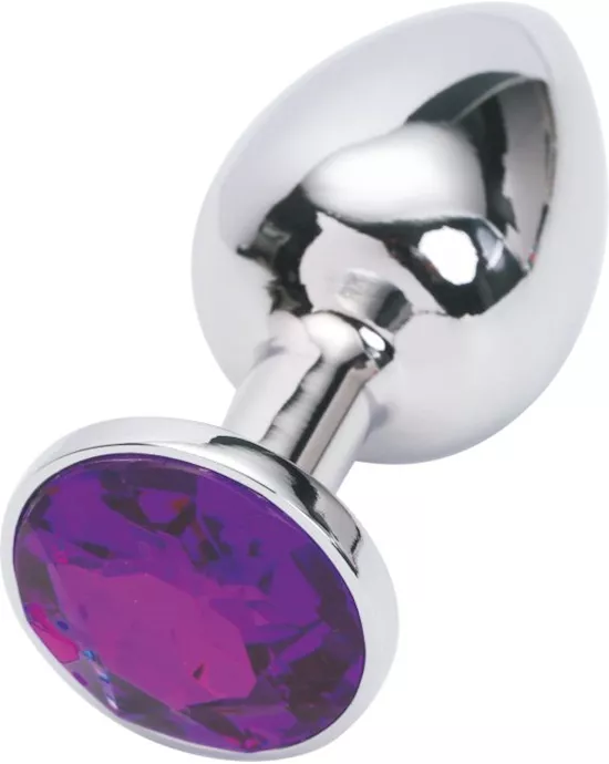 Jewelled Butt Plug- Large Silver Purple