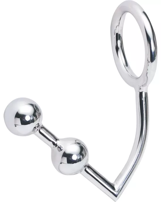 Metal Cock Ring with Anal Beads S