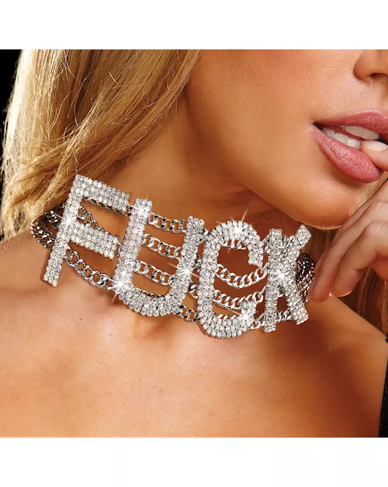 Large Fuck Rhinestone Choker