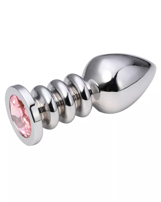 Ridged Jewelled Butt Plug