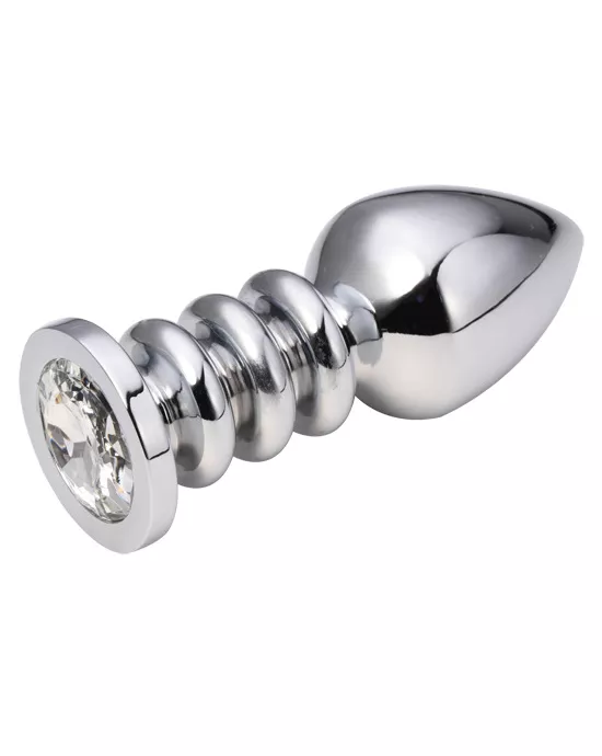 Ridged Jewelled Butt Plug