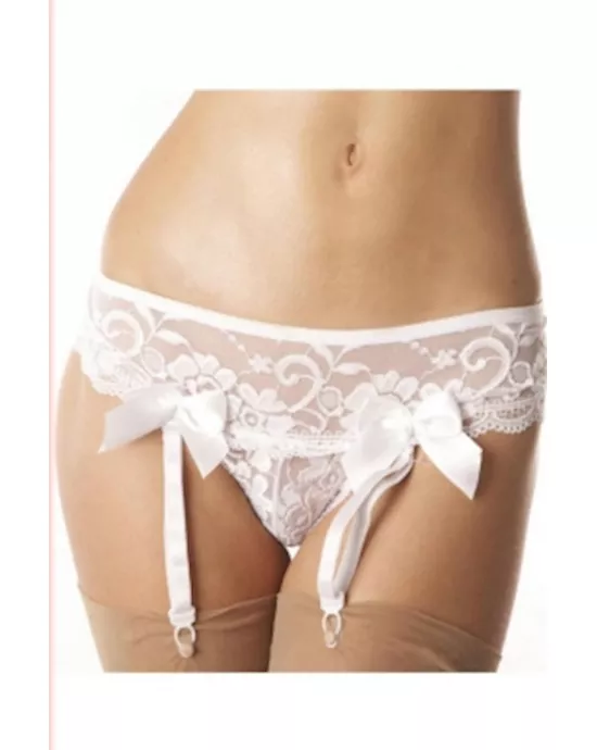 Sexy String With Suspenders Lingerie White
