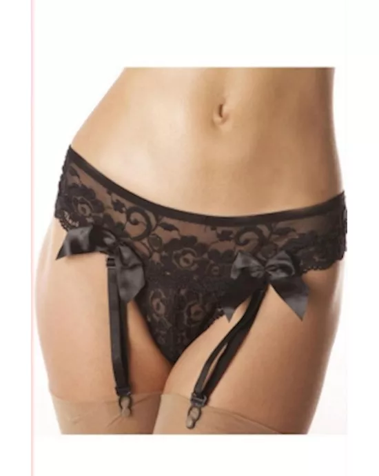 Sexy String With Suspenders Lingerie Black