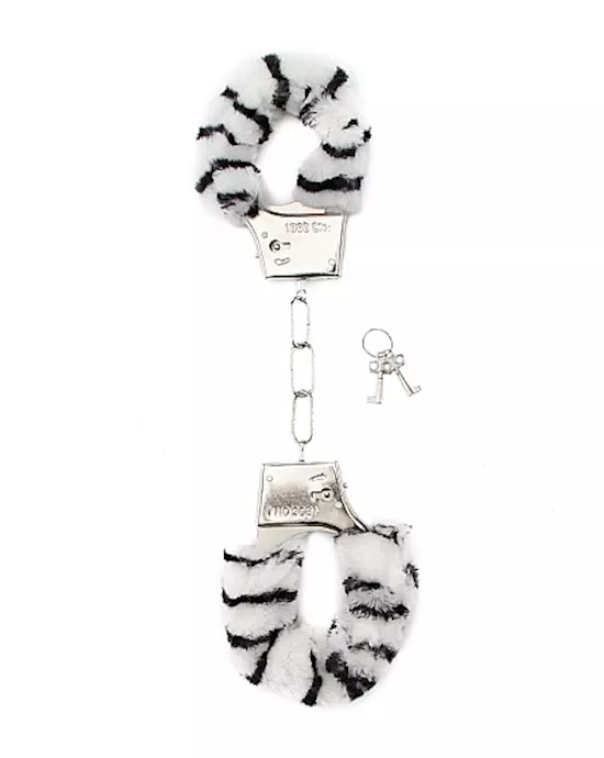 Shots Toys Furry Handcuffs Zebra