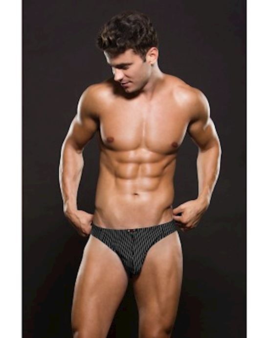 Envy Microfiber Thong M L  Pinstripe