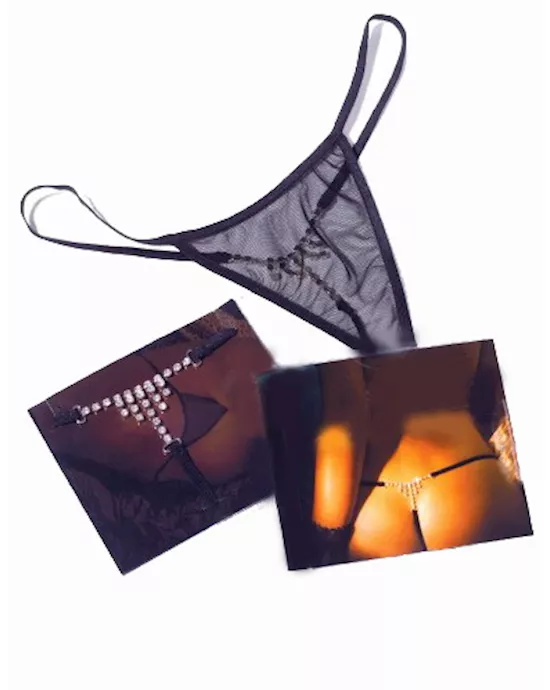 Sexy G-String With T-Bar Rhinestone Detailing