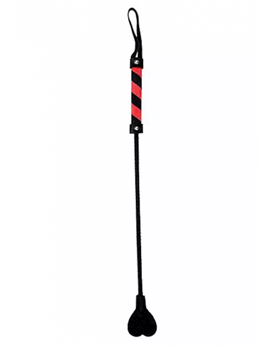 Heart Tipped Crop Suede Black Red