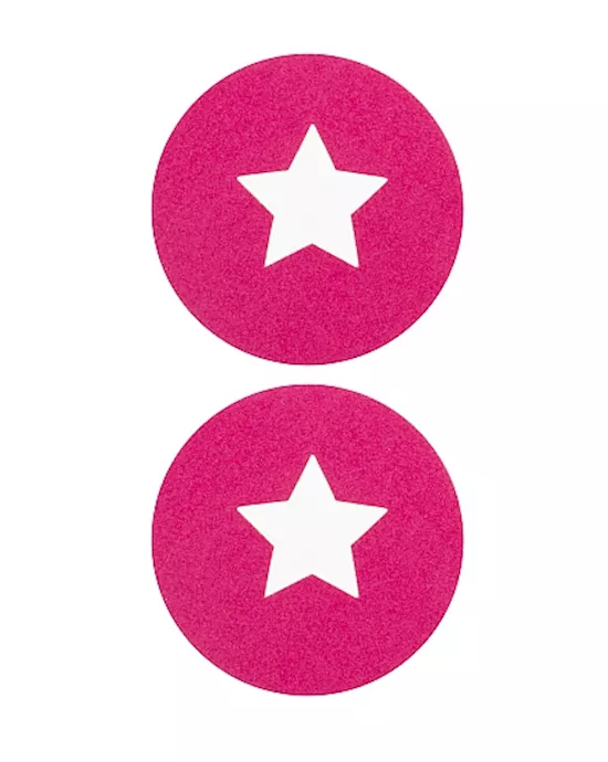 Nipple Sticker Round Open Stars Pink