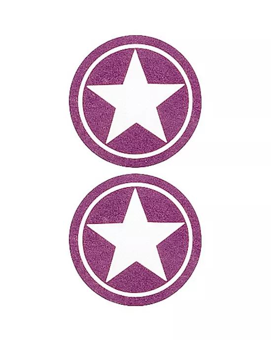 Nipple Sticker Round Open Stars Purple