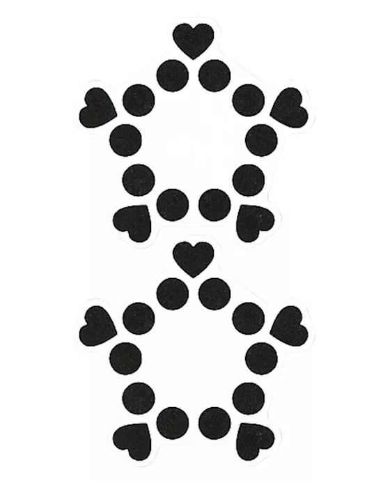 Nipple Sticker Open Circle and Hearts Black