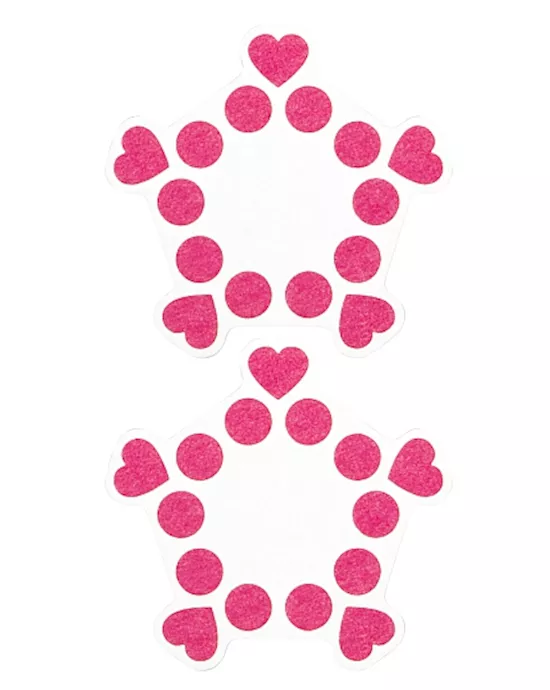 Nipple Sticker Open Circle and Hearts Pink